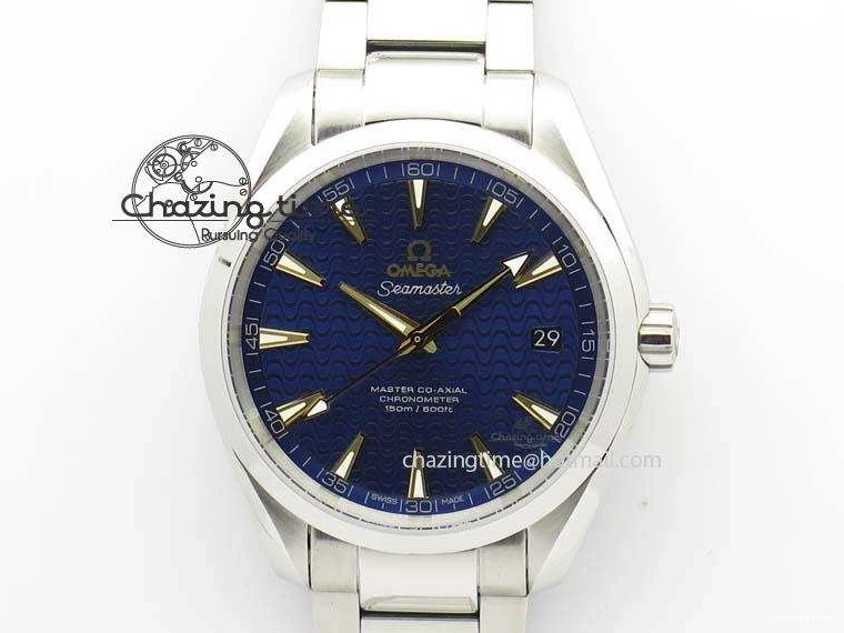 0505 Aqua Terra “James Bond” SS V6F 1:1 Best Edition Blue Textured Dial On SS Bracelet A GoodFit 8202